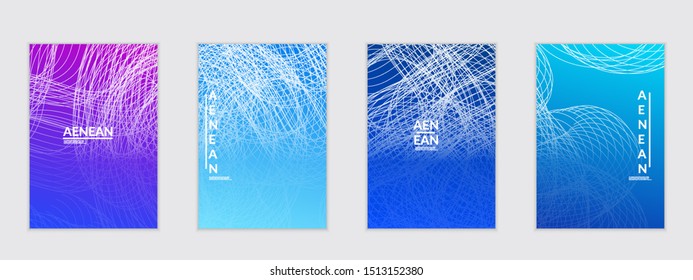 Abstract flyer templates with curvy lines on bright gradient. Wavy  blended simple background. Minimal modern design for marketing technology