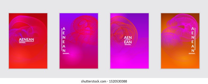 Abstract flyer templates with curvy lines on bright gradient. Wavy  blended simple background. Minimal modern design for marketing technology