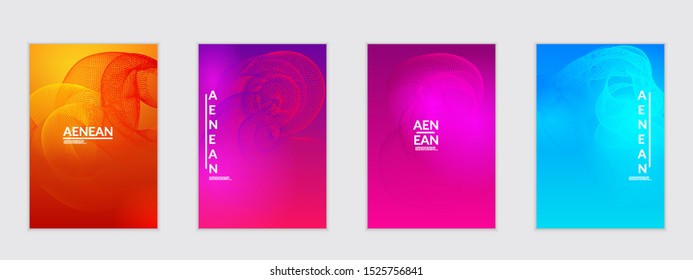 Abstract flyer templates with curvy lines on bright gradient. Wavy  blended simple background. Minimal modern design for marketing technology