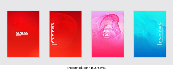 Abstract flyer templates with curvy lines on bright gradient. Wavy  blended simple background. Minimal modern design for marketing technology