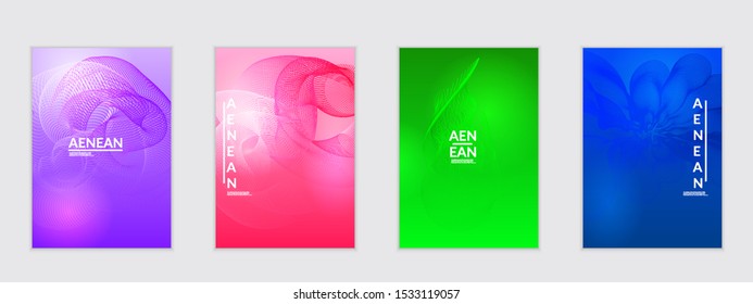 Abstract flyer templates with curvy lines on bright gradient. Wavy  blended simple background. Minimal modern design for marketing technology