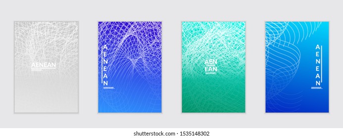 Abstract flyer templates with curvy lines on bright gradient. Wavy  blended simple background. Minimal modern design for marketing technology