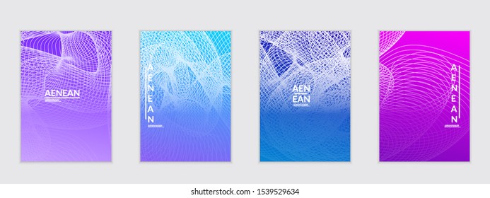 Abstract flyer templates with curvy lines on bright gradient. Wavy  blended simple background. Minimal modern design for marketing technology