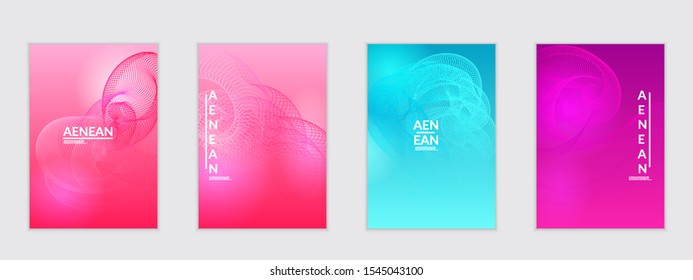 Abstract flyer templates with curvy lines on bright gradient. Wavy  blended simple background. Minimal modern design for marketing technology