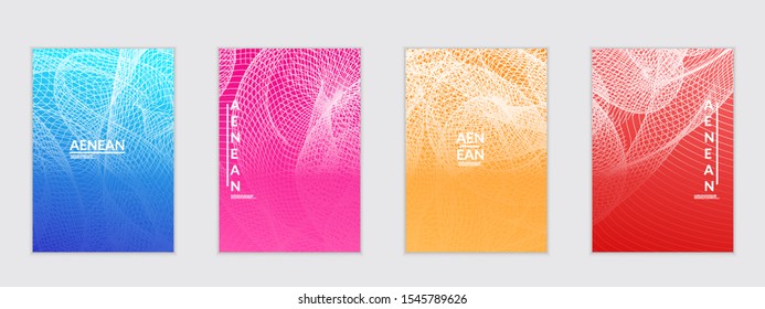 Abstract flyer templates with curvy lines on bright gradient. Wavy  blended simple background. Minimal modern design for marketing technology