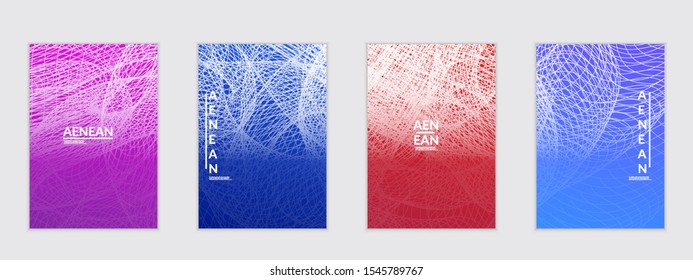 Abstract flyer templates with curvy lines on bright gradient. Wavy  blended simple background. Minimal modern design for marketing technology