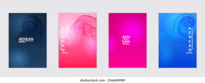 Abstract flyer templates with curvy lines on bright gradient. Wavy  blended simple background. Minimal modern design for marketing technology