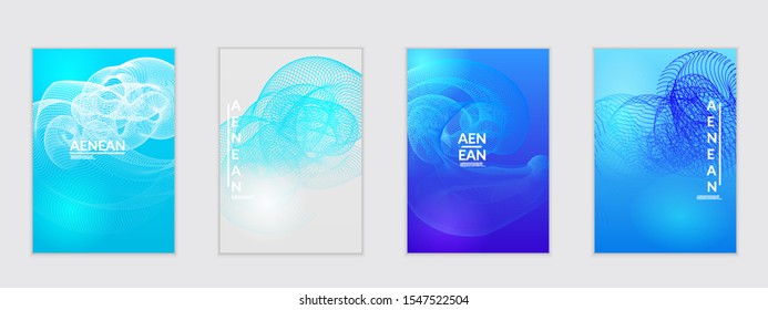 Abstract flyer templates with curvy lines on bright gradient. Wavy  blended simple background. Minimal modern design for marketing technology