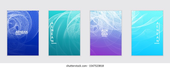 Abstract flyer templates with curvy lines on bright gradient. Wavy  blended simple background. Minimal modern design for marketing technology