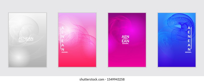 Abstract flyer templates with curvy lines on bright gradient. Wavy  blended simple background. Minimal modern design for marketing technology