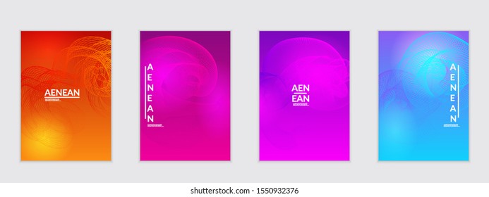 Abstract flyer templates with curvy lines on bright gradient. Wavy  blended simple background. Minimal modern design for marketing technology