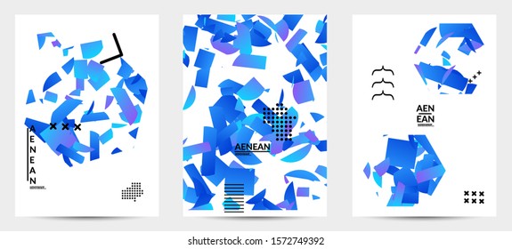 Abstract flyer templates with hexagon filled with bright colored stripes on white. Dynamic modern design with geometric shapes. Simple colorful futuristic elements.