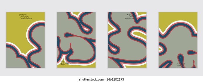 Abstract flyer templates with paper cut wavy shapes with realistic shadow on flat colored background. Social media web banner or landing page. 3D topographic flayer template