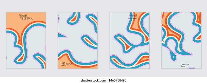 Abstract flyer templates with paper cut wavy shapes with realistic shadow on flat colored background. Social media web banner or landing page. 3D topographic flayer template
