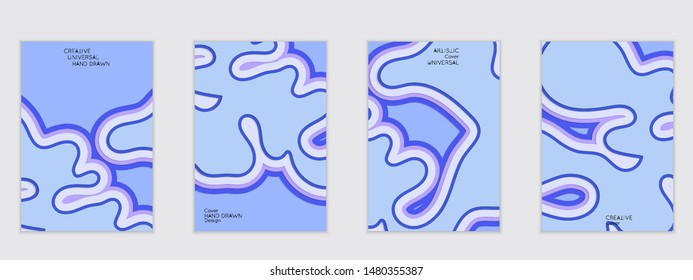 Abstract flyer templates with paper cut wavy shapes with realistic shadow on flat colored background. Social media web banner or landing page. 3D topographic flayer template