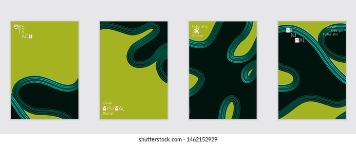 Abstract flyer templates with wavy embossed shapes on colored background. Social media web banner or landing page. Abstract paper cut 3d layered topographic background.