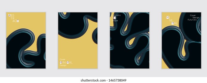Abstract flyer templates with wavy embossed shapes on colored background. Social media web banner or landing page. Abstract paper cut 3d layered topographic background.