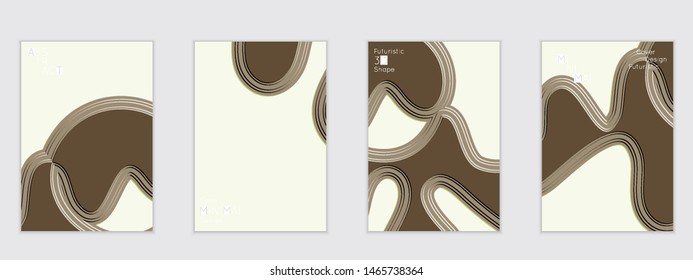 Abstract flyer templates with wavy embossed shapes on colored background. Social media web banner or landing page. Abstract paper cut 3d layered topographic background.