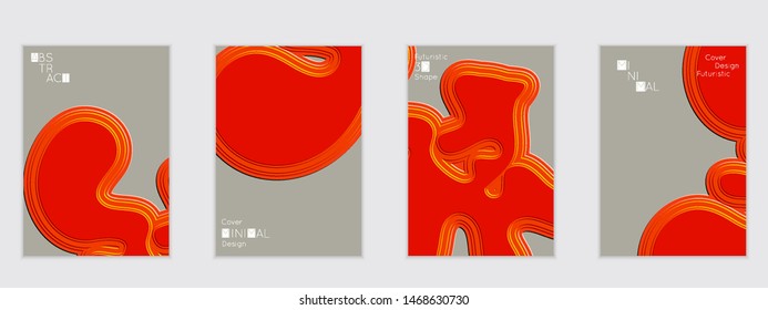 Abstract flyer templates with wavy embossed shapes on colored background. Social media web banner or landing page. Abstract paper cut 3d layered topographic background.