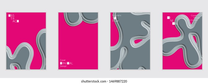Abstract flyer templates with wavy embossed shapes on colored background. Social media web banner or landing page. Abstract paper cut 3d layered topographic background.
