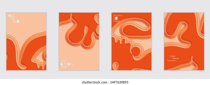 Abstract flyer templates with wavy embossed shapes on colored background. Social media web banner or landing page. Abstract paper cut 3d layered topographic background.