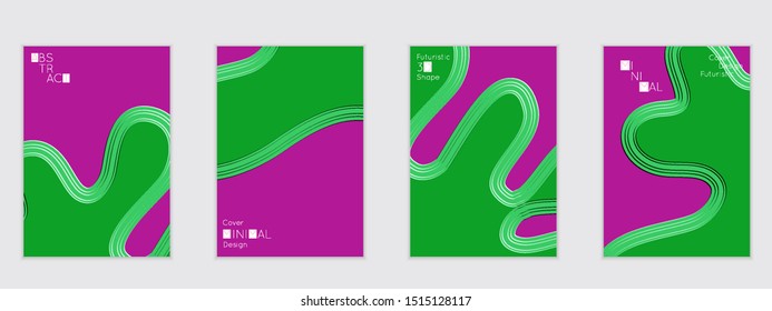 Abstract flyer templates with wavy embossed shapes on colored background. Social media web banner or landing page. Abstract paper cut 3d layered topographic background.