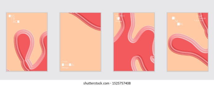 Abstract flyer templates with wavy embossed shapes on colored background. Social media web banner or landing page. Abstract paper cut 3d layered topographic background.