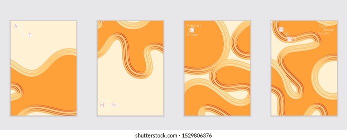 Abstract flyer templates with wavy embossed shapes on colored background. Social media web banner or landing page. Abstract paper cut 3d layered topographic background.