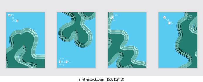 Abstract flyer templates with wavy embossed shapes on colored background. Social media web banner or landing page. Abstract paper cut 3d layered topographic background.
