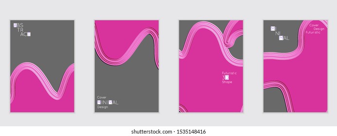 Abstract flyer templates with wavy embossed shapes on colored background. Social media web banner or landing page. Abstract paper cut 3d layered topographic background.