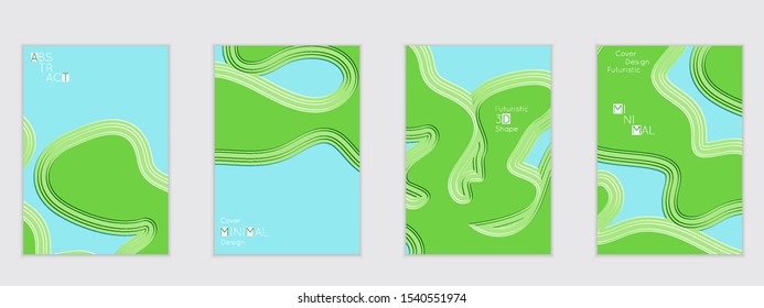 Abstract flyer templates with wavy embossed shapes on colored background. Social media web banner or landing page. Abstract paper cut 3d layered topographic background.