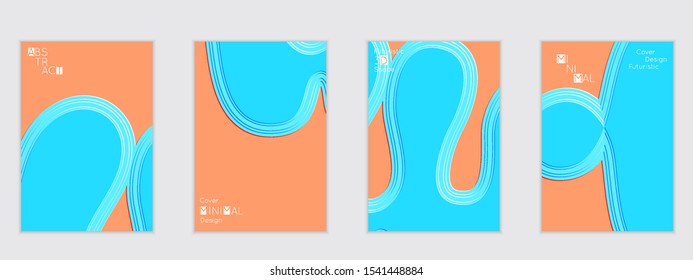 Abstract flyer templates with wavy embossed shapes on colored background. Social media web banner or landing page. Abstract paper cut 3d layered topographic background.