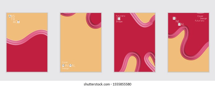 Abstract flyer templates with wavy embossed shapes on colored background. Social media web banner or landing page. Abstract paper cut 3d layered topographic background.