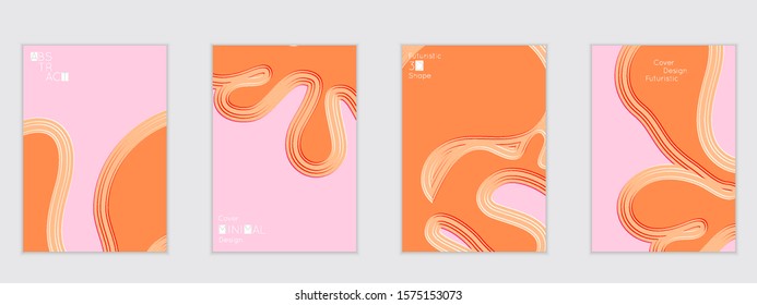 Abstract flyer templates with wavy embossed shapes on colored background. Social media web banner or landing page. Abstract paper cut 3d layered topographic background.
