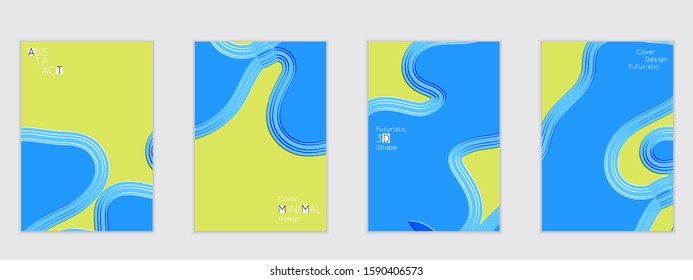 Abstract flyer templates with wavy embossed shapes on colored background. Social media web banner or landing page. Abstract paper cut 3d layered topographic background.