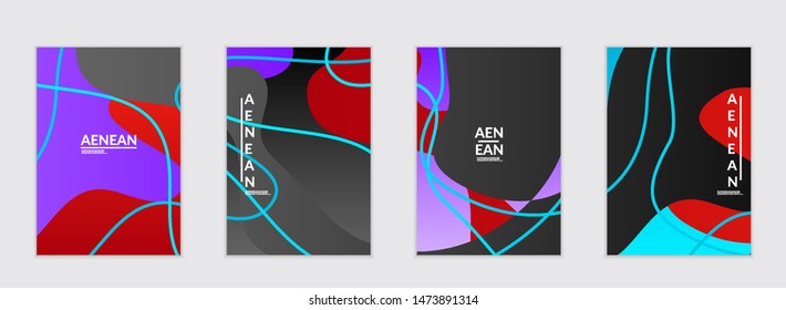 Abstract flyer templates with wavy gradient shapes and curvy lines. Wavy  background.
