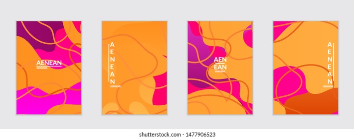 Abstract flyer templates with wavy gradient shapes and curvy lines. Wavy  background.