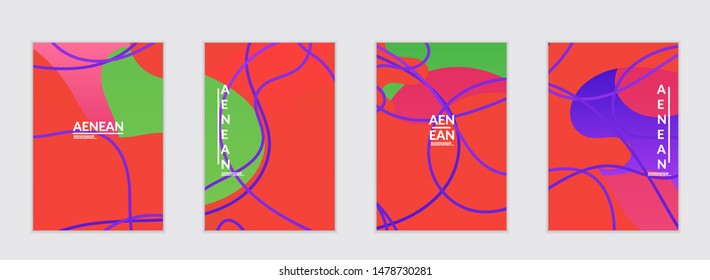 Abstract flyer templates with wavy gradient shapes and curvy lines. Wavy  background.