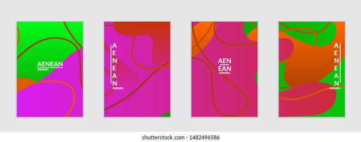 Abstract flyer templates with wavy gradient shapes and curvy lines. Wavy  background.