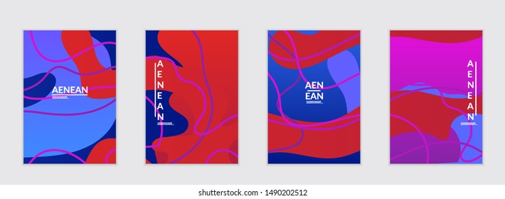 Abstract flyer templates with wavy gradient shapes and curvy lines. Wavy  background.