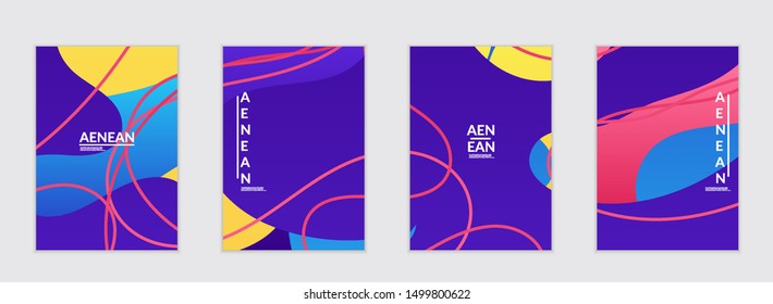 Abstract flyer templates with wavy gradient shapes and curvy lines. Wavy  background.