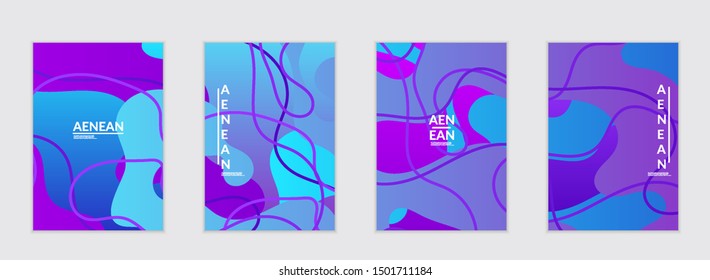 Abstract flyer templates with wavy gradient shapes and curvy lines. Wavy  background.