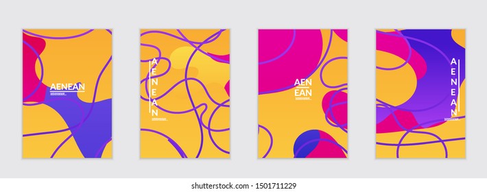 Abstract flyer templates with wavy gradient shapes and curvy lines. Wavy  background.