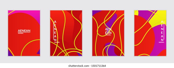 Abstract flyer templates with wavy gradient shapes and curvy lines. Wavy  background.