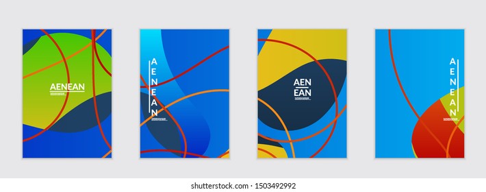 Abstract flyer templates with wavy gradient shapes and curvy lines. Wavy  background.