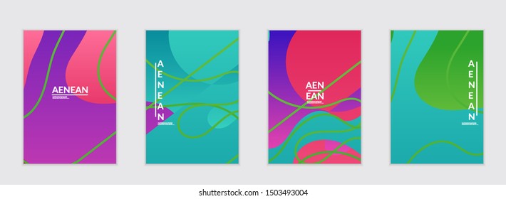 Abstract flyer templates with wavy gradient shapes and curvy lines. Wavy  background.
