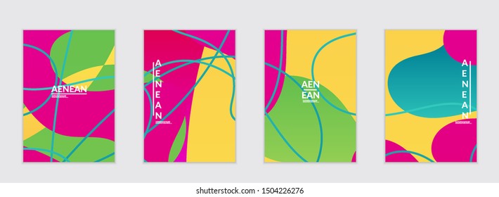 Abstract flyer templates with wavy gradient shapes and curvy lines. Wavy  background.