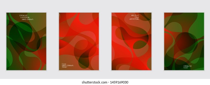 Abstract flyer templates with wavy shapes overlapping on bright gradient background. Social media web banner or landing page. Fluid colors and liquid shapes.