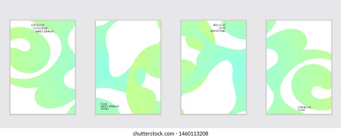 Abstract flyer templates with wavy shapes overlapping on white background. Social media web banner or landing page. Fluid colors and liquid shapes.