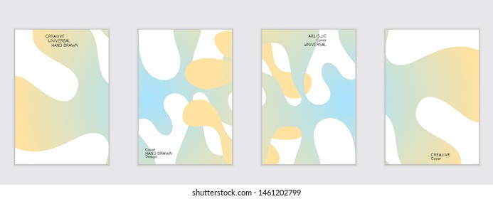 Abstract flyer templates with wavy shapes overlapping on white background. Social media web banner or landing page. Fluid colors and liquid shapes.